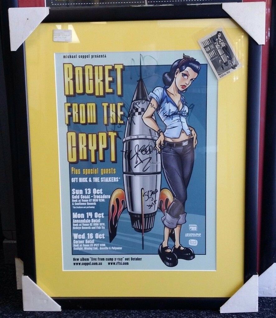 MUSIC PROMO POSTER – FRAMED AND SIGNED – ROCKET FROM THE CRYPT