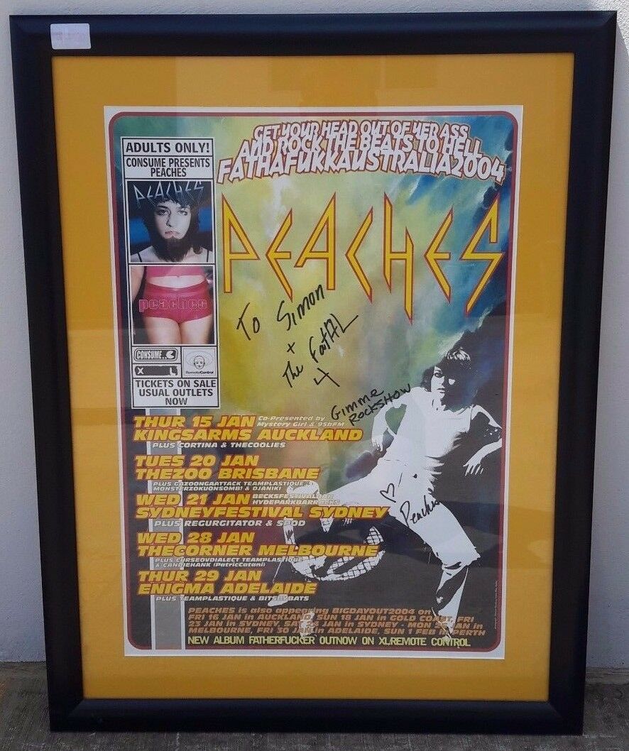 Peaches-Canadian-Rock-Artist-Framed-Signed-Tour-Poster-One-of-a-kind-2004-122736930524