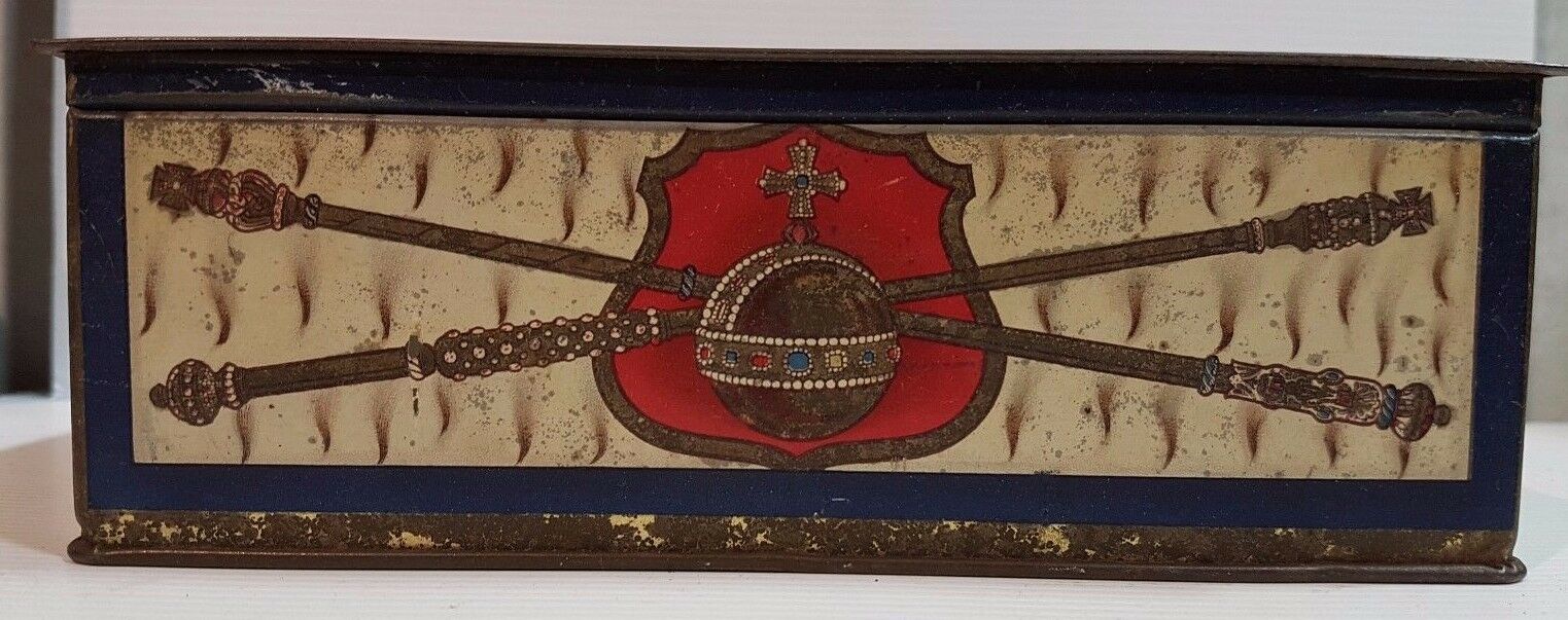 Biscuit-Tea-Sweets-Cigar-Tin-King-Queen-England-Embossed-Royal-Family-122770839346-2