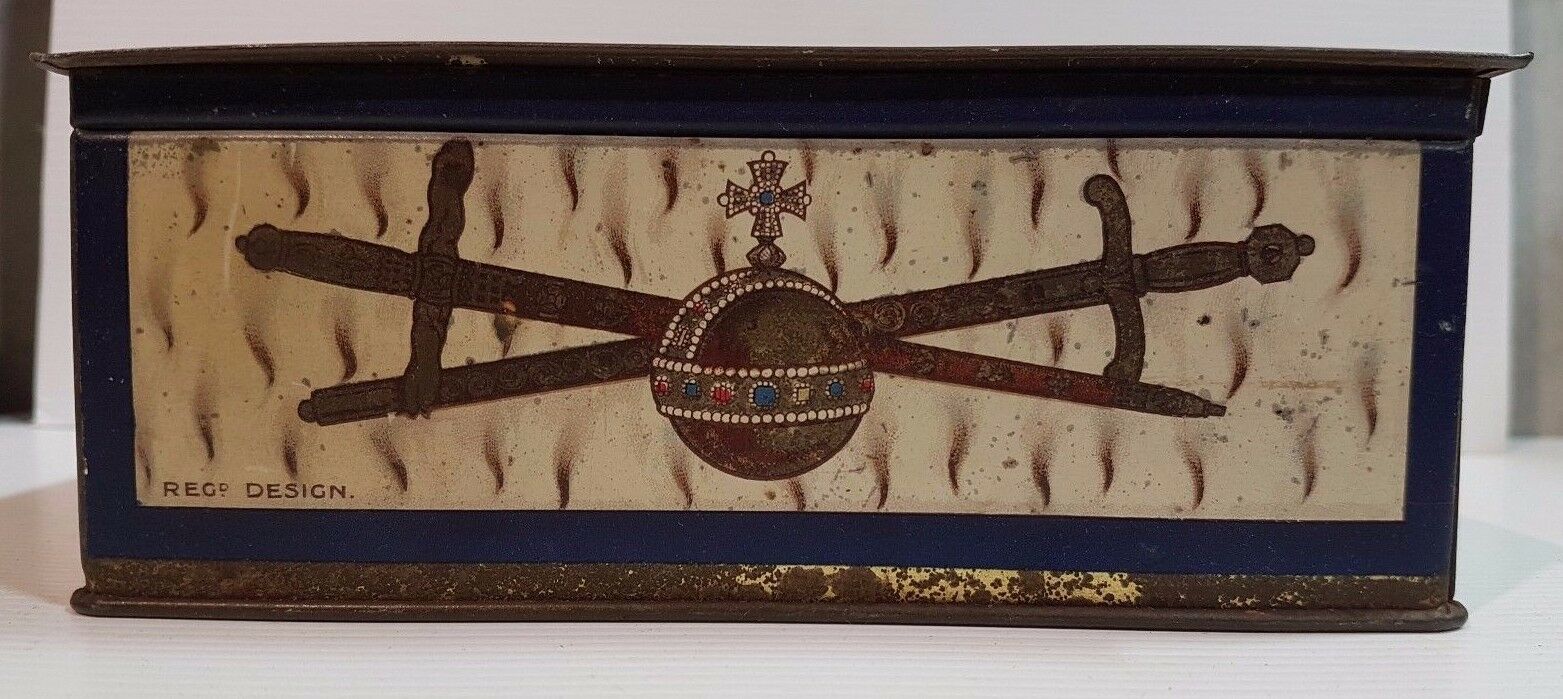 Biscuit-Tea-Sweets-Cigar-Tin-King-Queen-England-Embossed-Royal-Family-122770839346-3