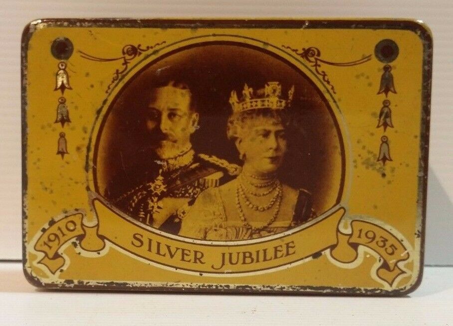 Biscuit-Tea-Sweets-Cigar-Tin-1910-Silver-Jubilee-1935-Windsor-Castle-EI-Co-122769296108